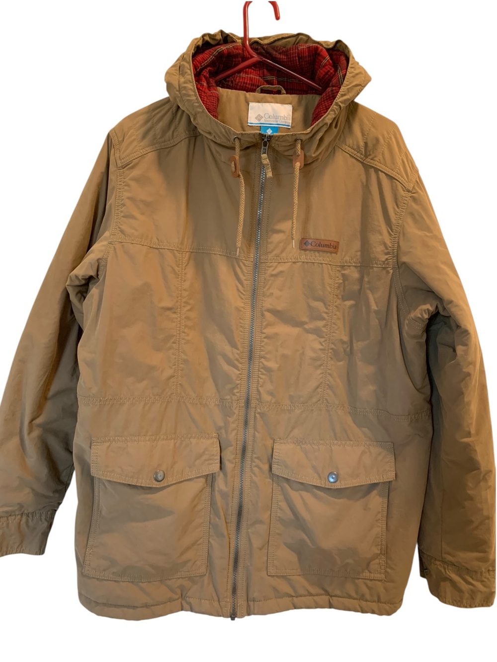 Columbia Men’s Jacket Mid-Weight Khaki Flannel Lined XL